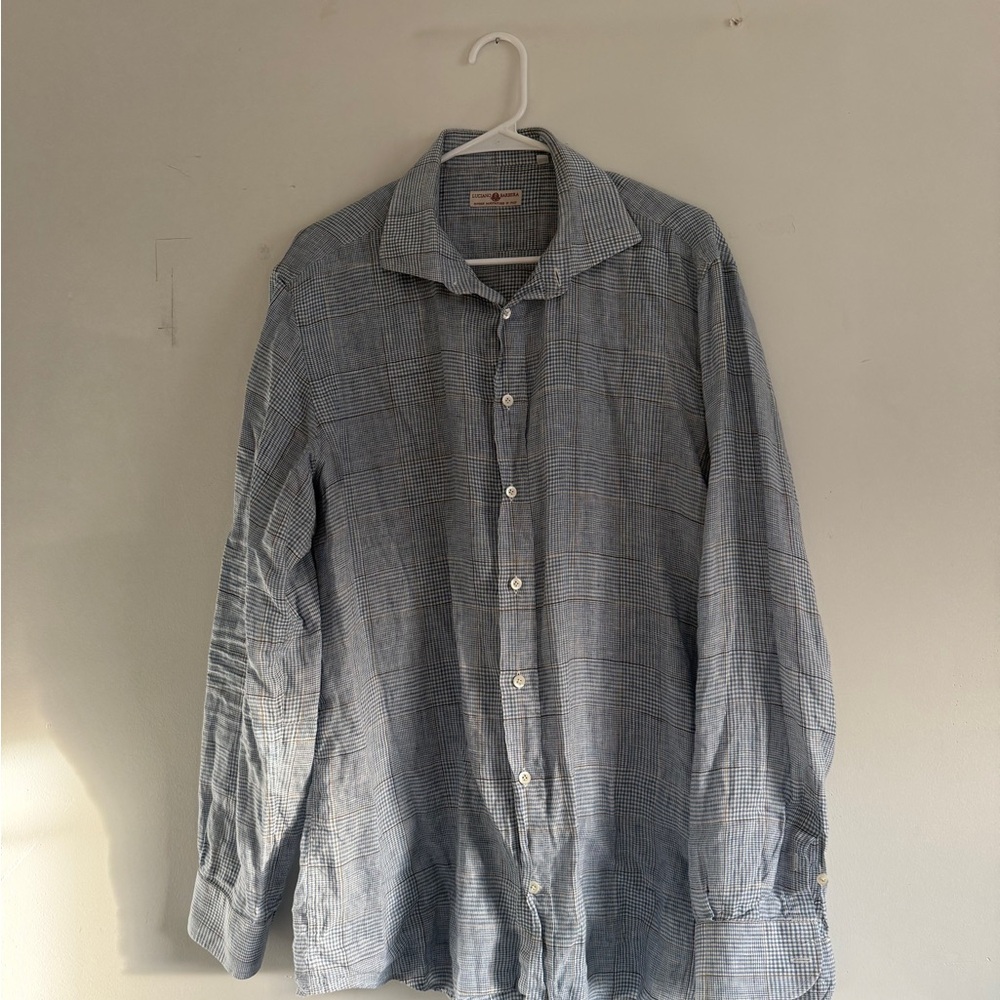 Luciano Barbera Light Blue Checkered Shirt